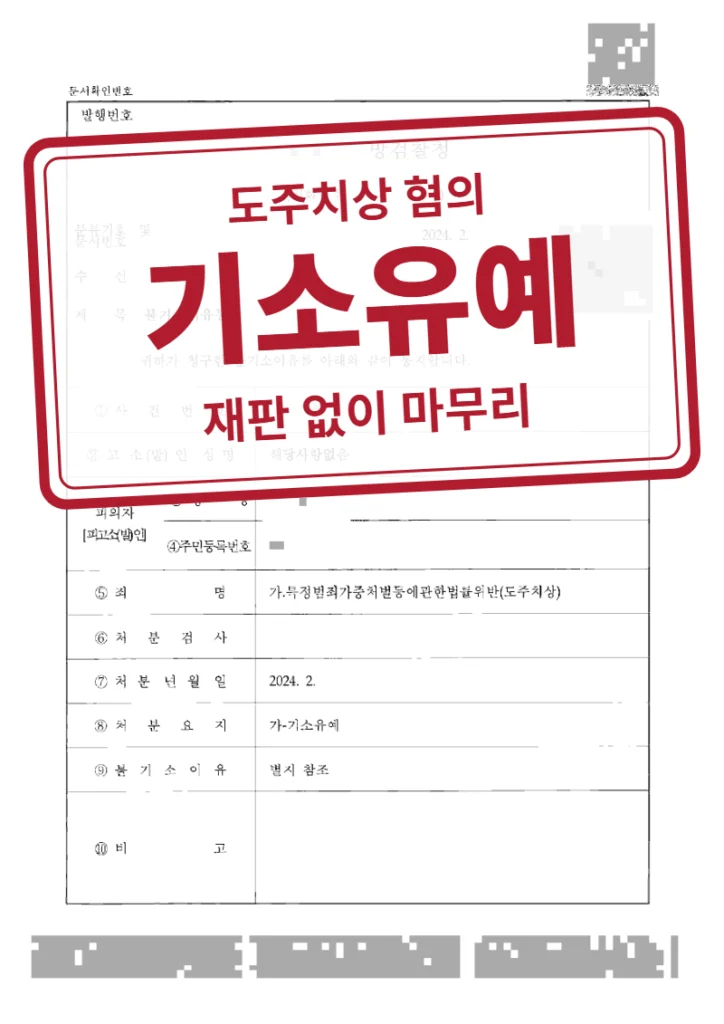 기소유예 결정문(개인정보 가림 처리)