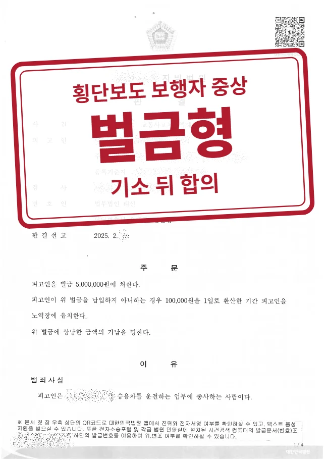 벌금 500만 원 결정문(개인정보 가림 처리)