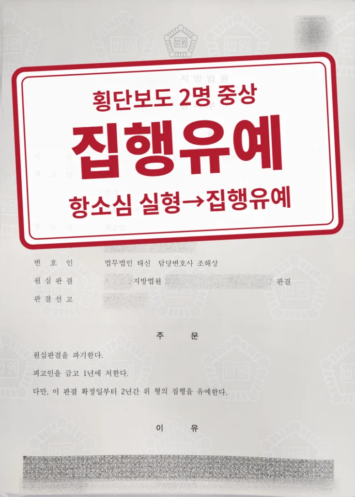 항소심 금고 1년·집행유예 2년(1심 금고 1년 파기) 결정문(개인정보 가림 처리)