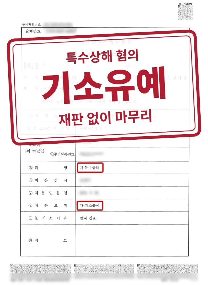 기소유예 결정문(개인정보 가림 처리)
