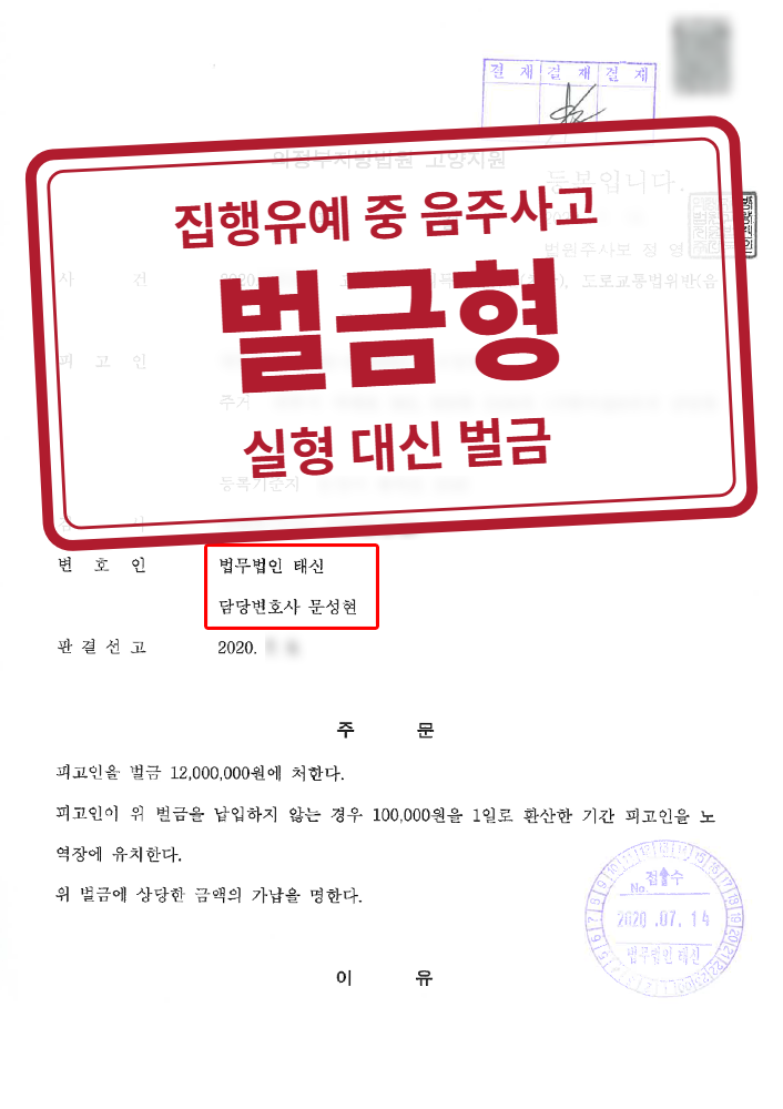 벌금 1,200만 원 결정문(개인정보 가림 처리)