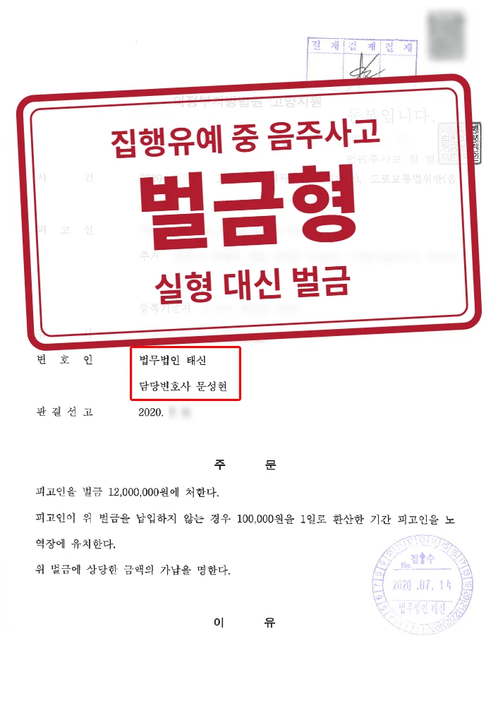 벌금 1,200만 원 결정문(개인정보 가림 처리)
