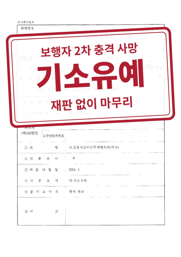 기소유예 결정문(개인정보 가림 처리)