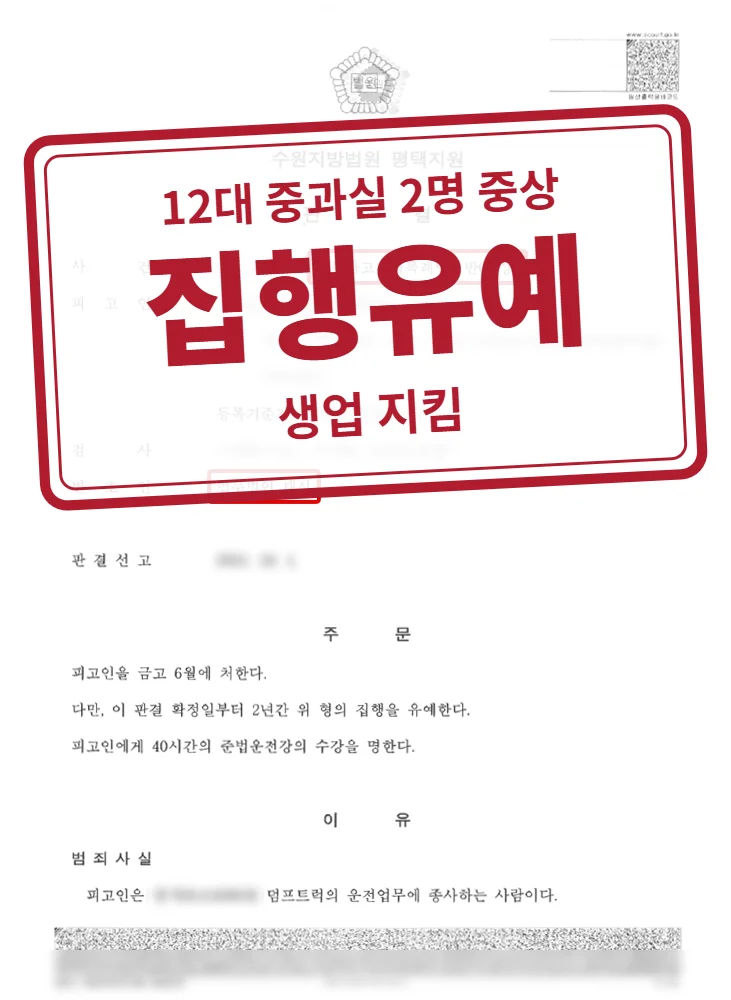 금고 6월·집행유예 2년(준법운전강의 40시간) 결정문(개인정보 가림 처리)