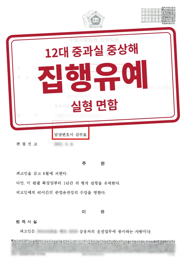 금고 6월·집행유예 1년 결정문(개인정보 가림 처리)