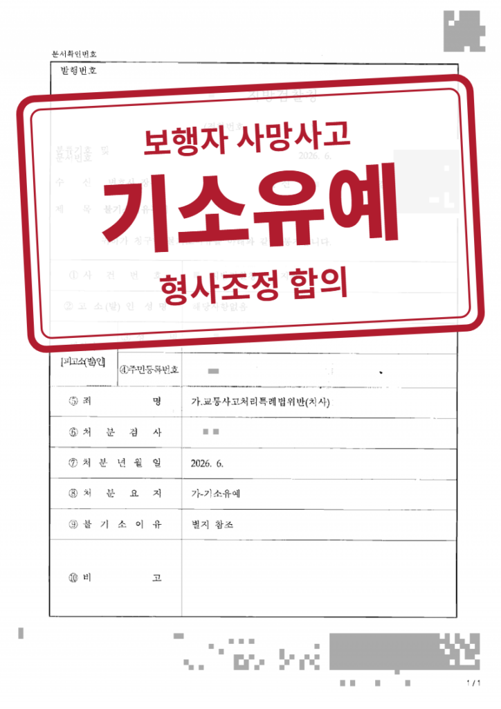 기소유예 결정문(개인정보 가림 처리)