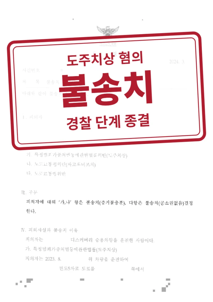 불송치(혐의없음) 결정문(개인정보 가림 처리)