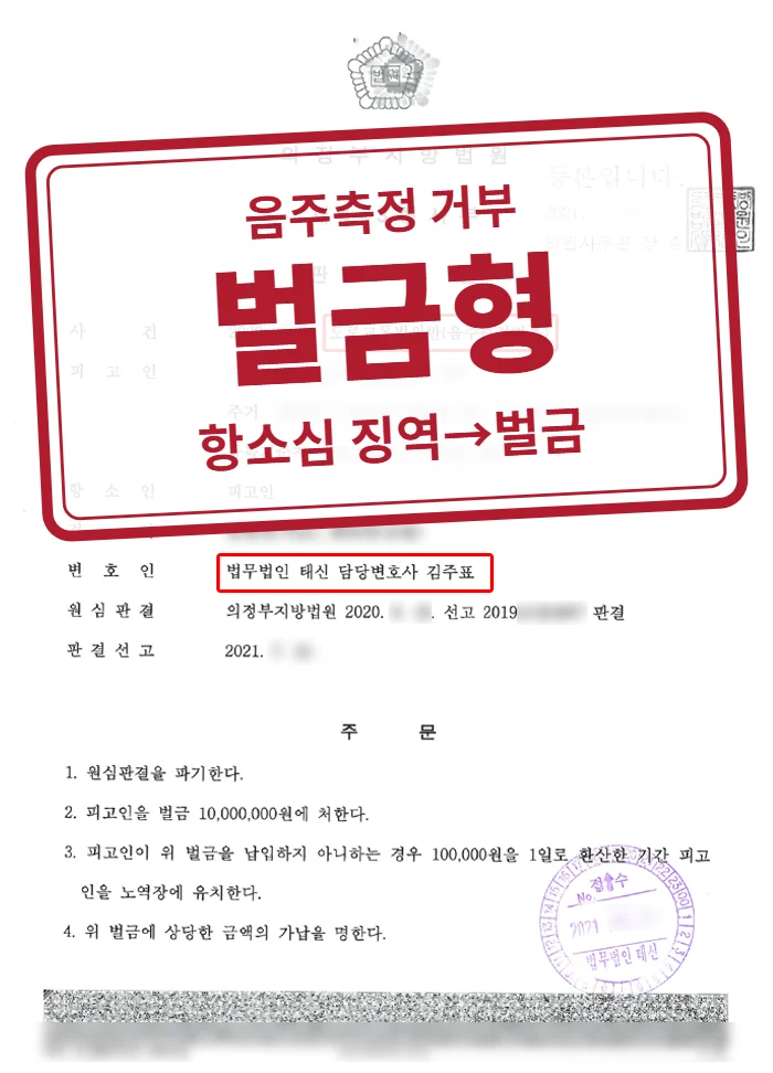 항소심 벌금 1,000만 원 결정문(개인정보 가림 처리)