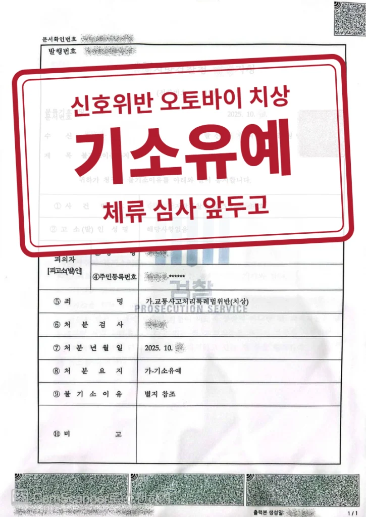 기소유예 결정문(개인정보 가림 처리)