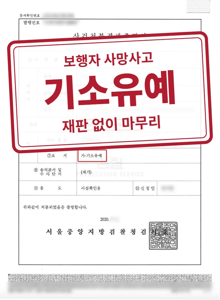 기소유예 결정문(개인정보 가림 처리)